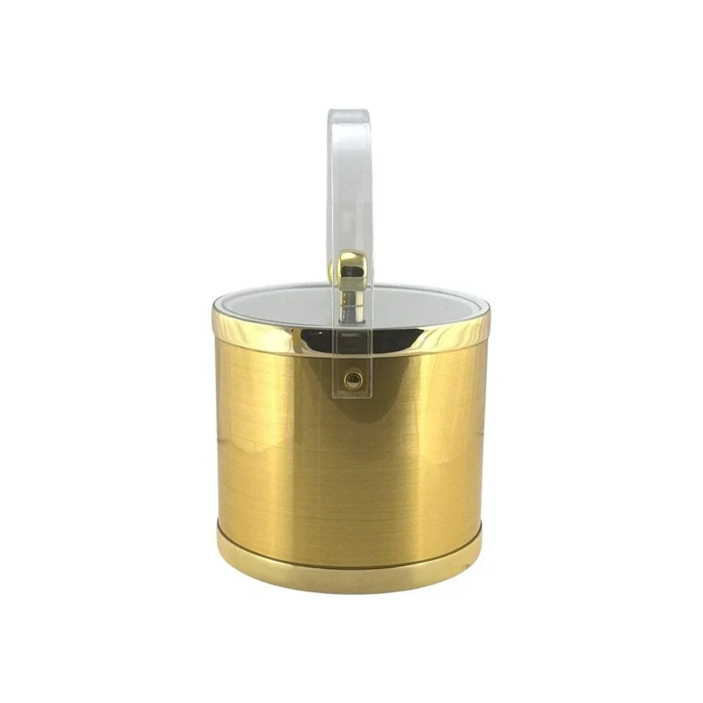 Culver Vintage Gold Ice Bucket Devon Insulated Clear Handle and Lid 3 Qt Taiwan